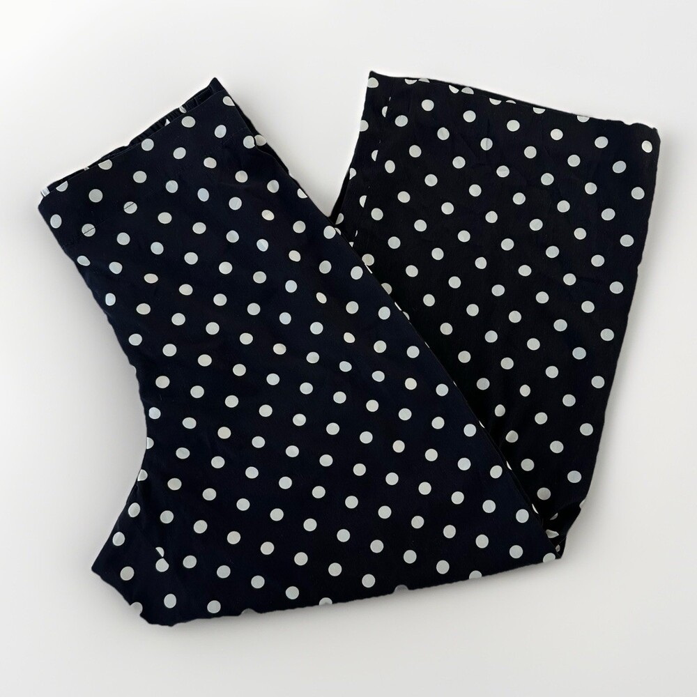 Neiman Marcus Wide Leg Polka Dot Pants Navy Silk Feel Women’s Size 10